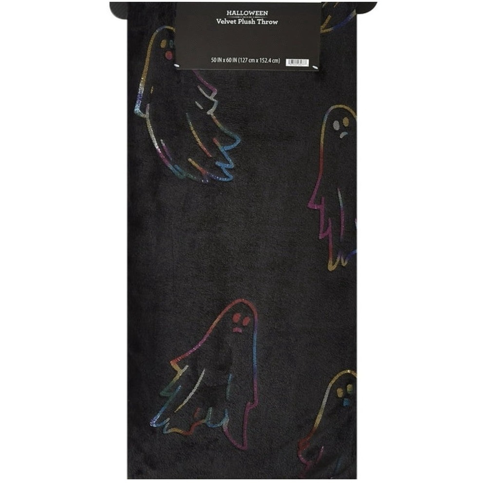 Halloween Velvet Plush Throw With Psychedelic Ghosts 50" x 60"  Spectacular Look